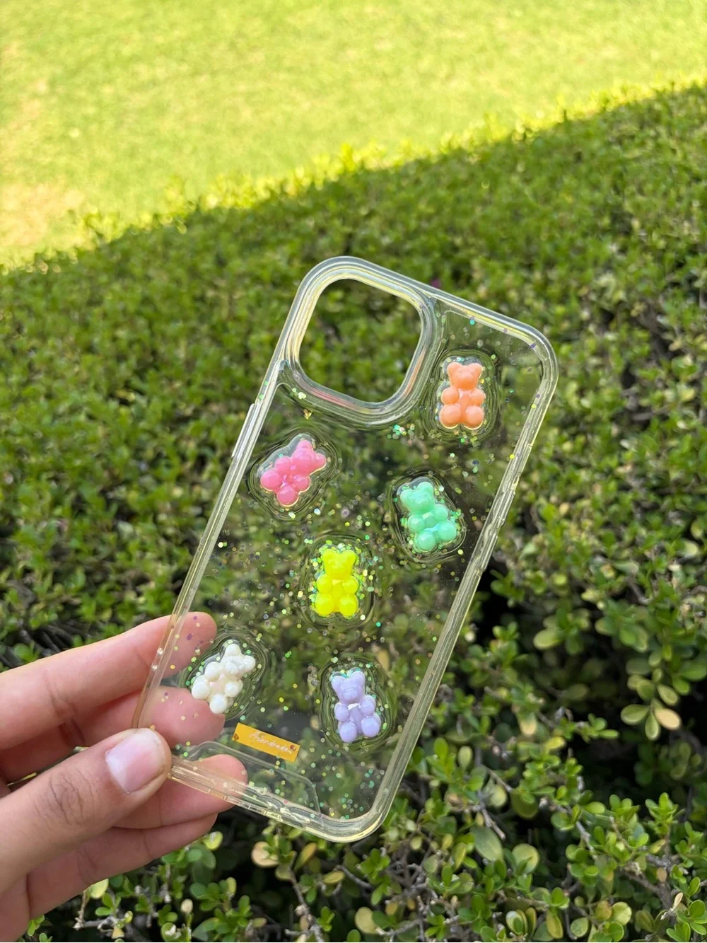 iPhone 15 Clear Cute Gummy Bear iPhone Case with Pastel Accents